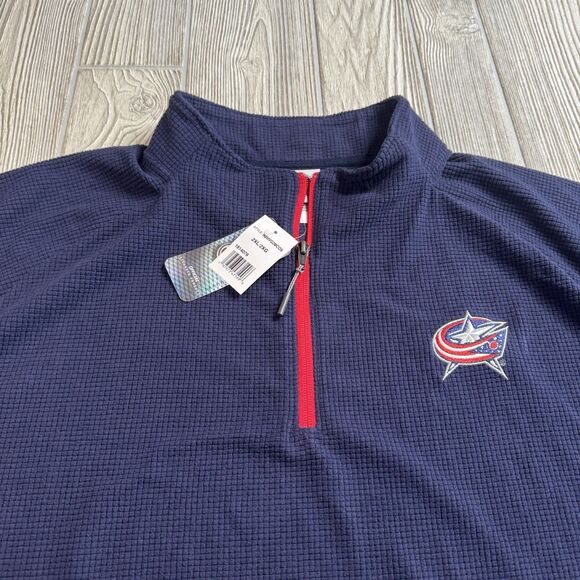 Columbus Blue Jackets Thermal 1/4 Zip Pullover Men’s XXL Blue Logo NHL New - Picture 2 of 11